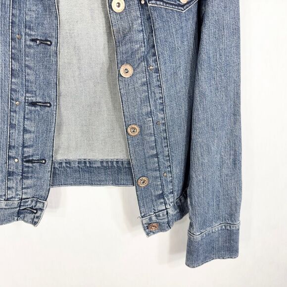 Levi Strauss Large Denim Jacket Blue Jean Button Down Cotton Stretch 361 - Picture 5 of 9